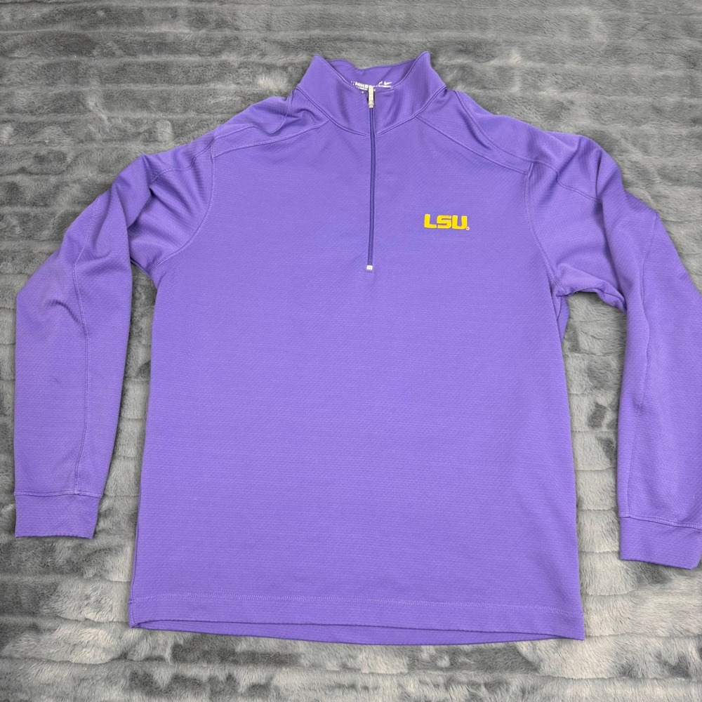 Nike Golf LSU Tigers Mens Purple Dri-FIT Quarter Zip Pullover 360199-545 Medium